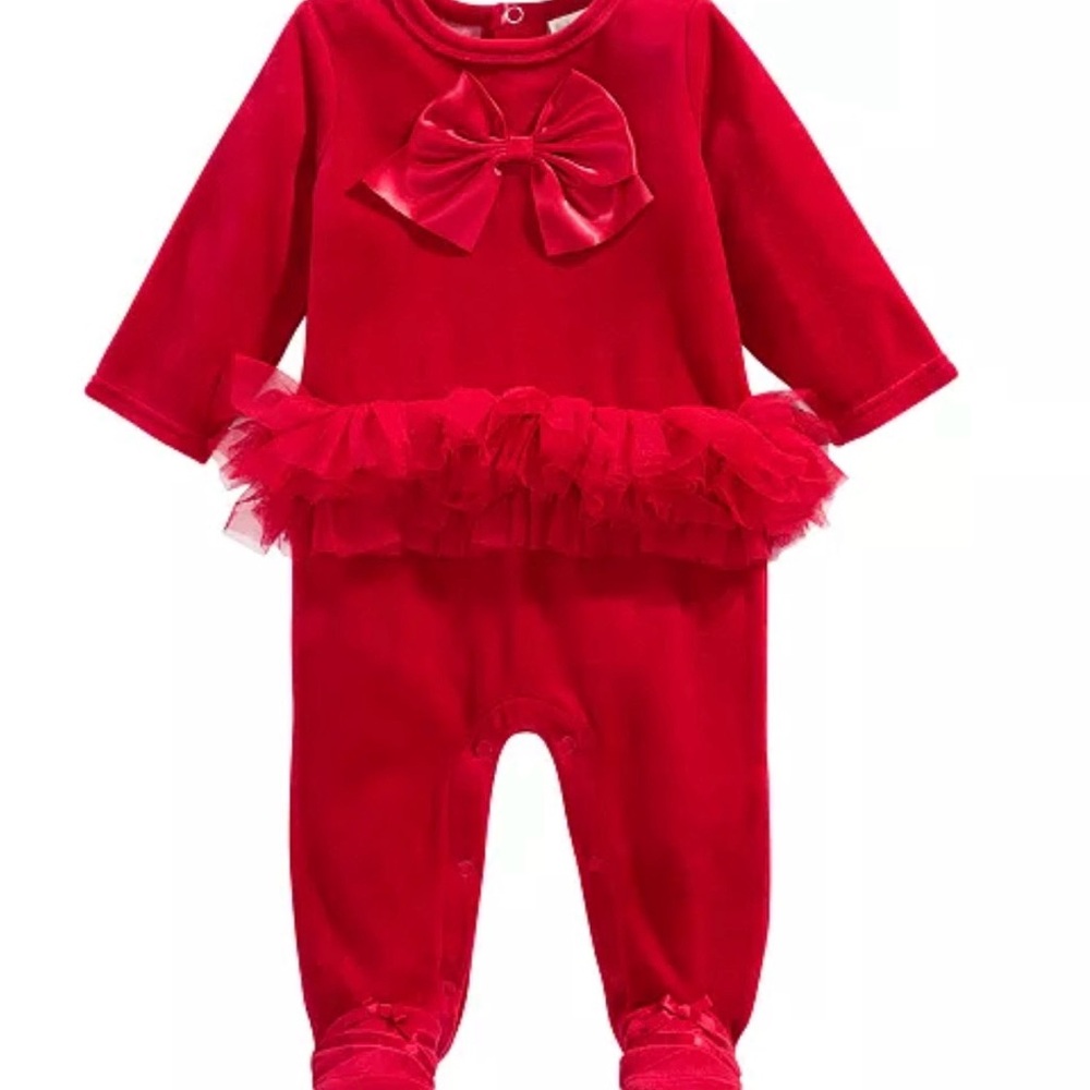 First Impressions Red Tulle Bow Holiday Footie